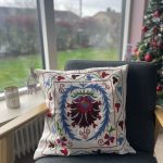 Bordeaux, rød suzani pude